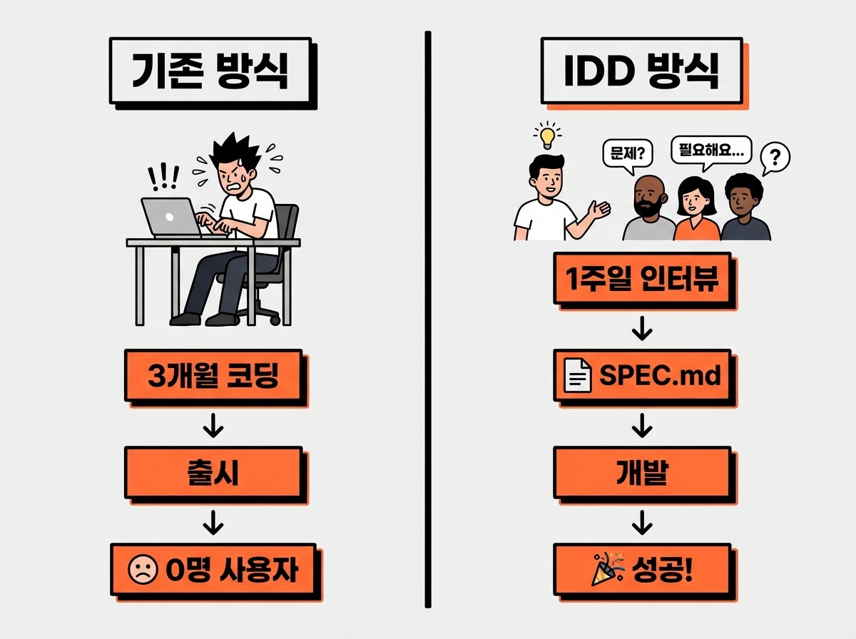 기존 방식과 IDD 방식 비교 다이어그램