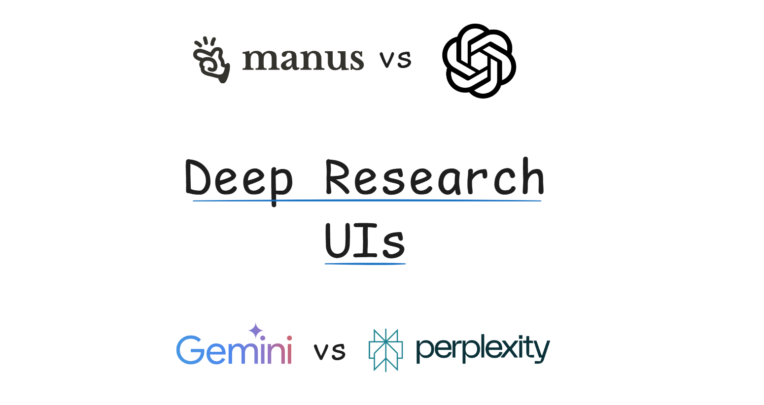 딥 리서치 UI 비교 — Perplexity vs Manus vs ChatGPT vs Gemini