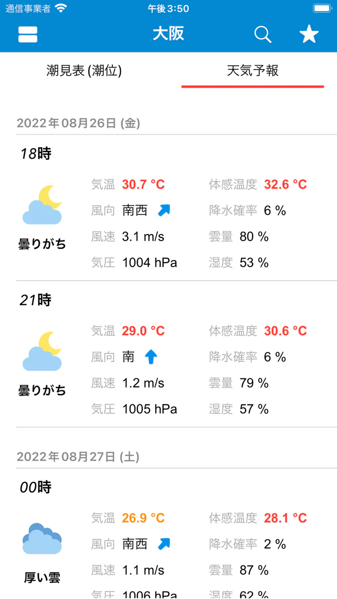 今日の潮汐 - 潮見表・タイドグラフ+ 海天気・海水温・釣り App Store 공개 화면 3