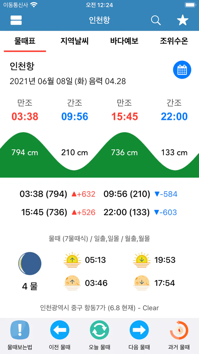 오늘의물때 - 바다낚시를 위한 물때와 날씨+ 조석예보 App Store 공개 화면 1