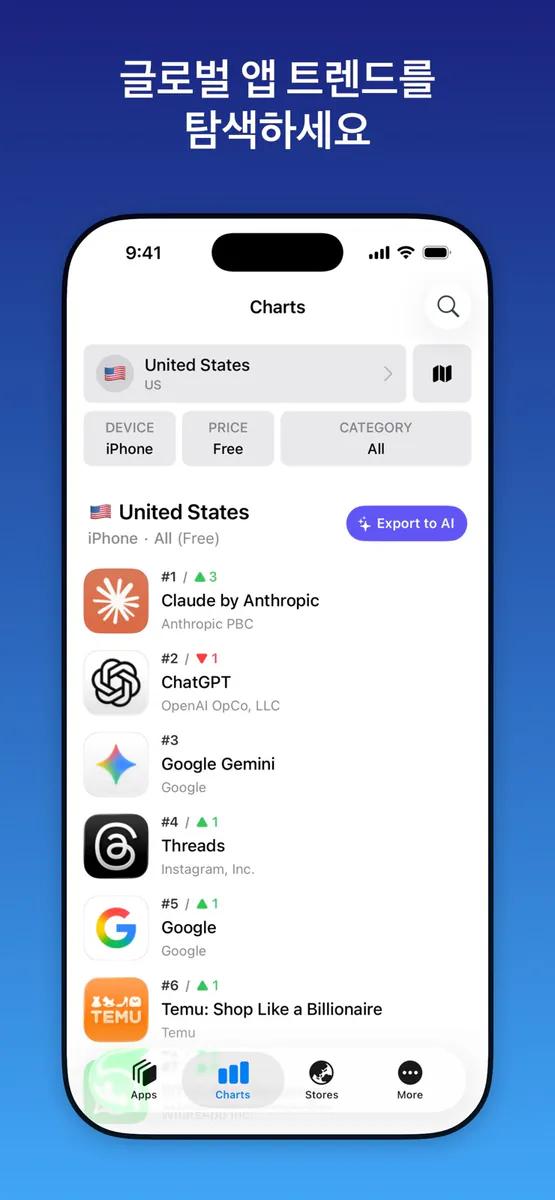 Appboard: 앱 순위, 트렌드, 북마크 App Store 공개 화면 2
