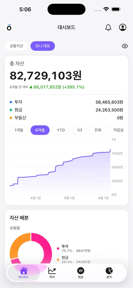 Moni 자산관리 App Store 공개 화면 2