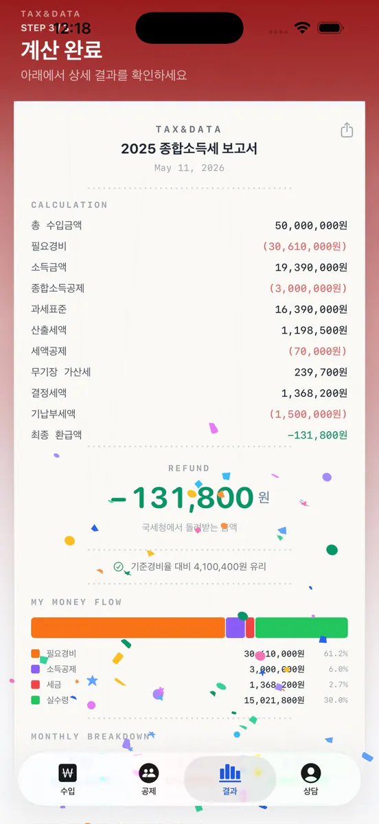 이쩜이 - 종합소득세 계산 App Store 공개 화면 5