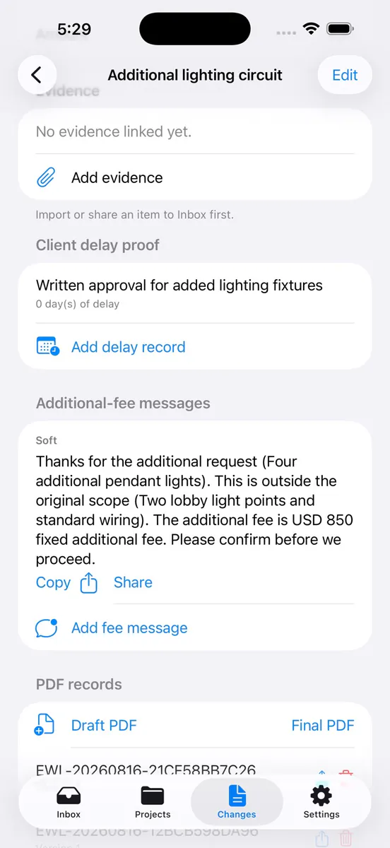 추가 작업 기록 App Store 공개 화면 1