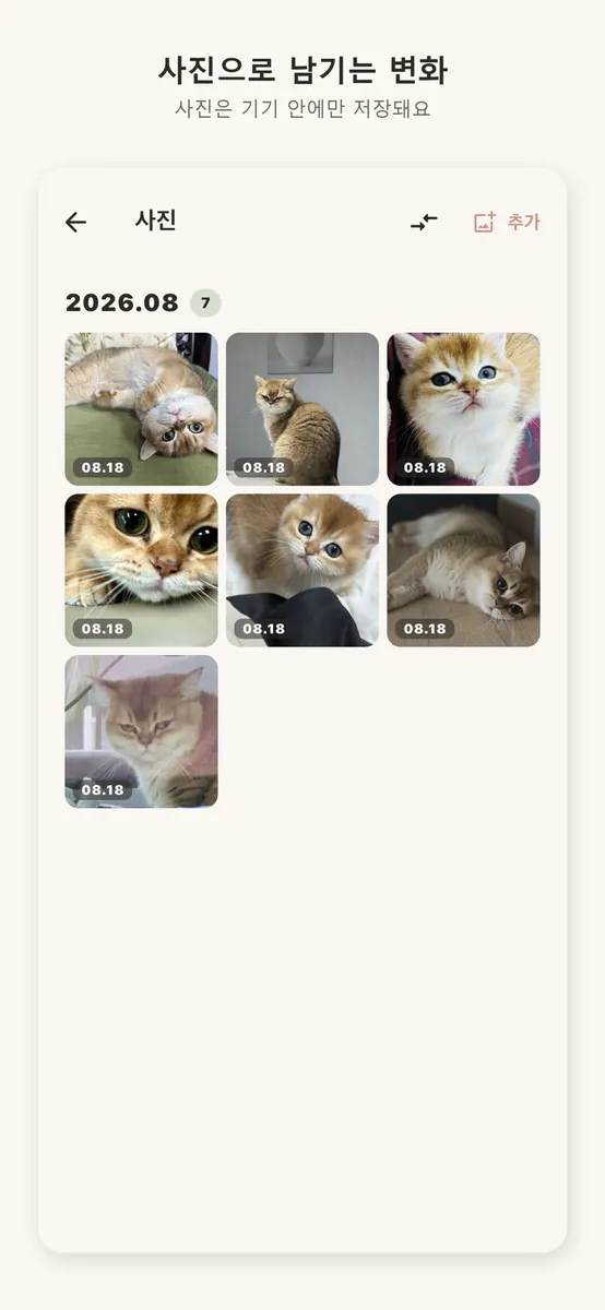 봄날의 햇살: 강아지 고양이 케어 다이어리 App Store 공개 화면 3