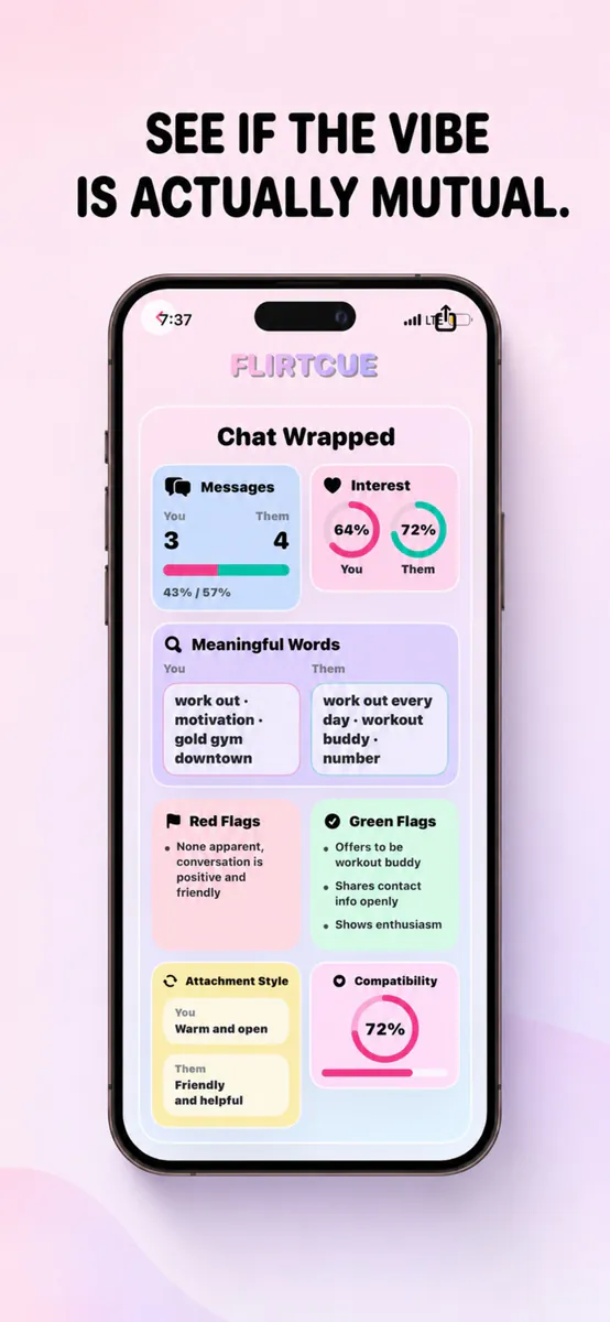 FlirtCue: AI 연애 답장·채팅 분석 대화 코치 App Store 공개 화면 4