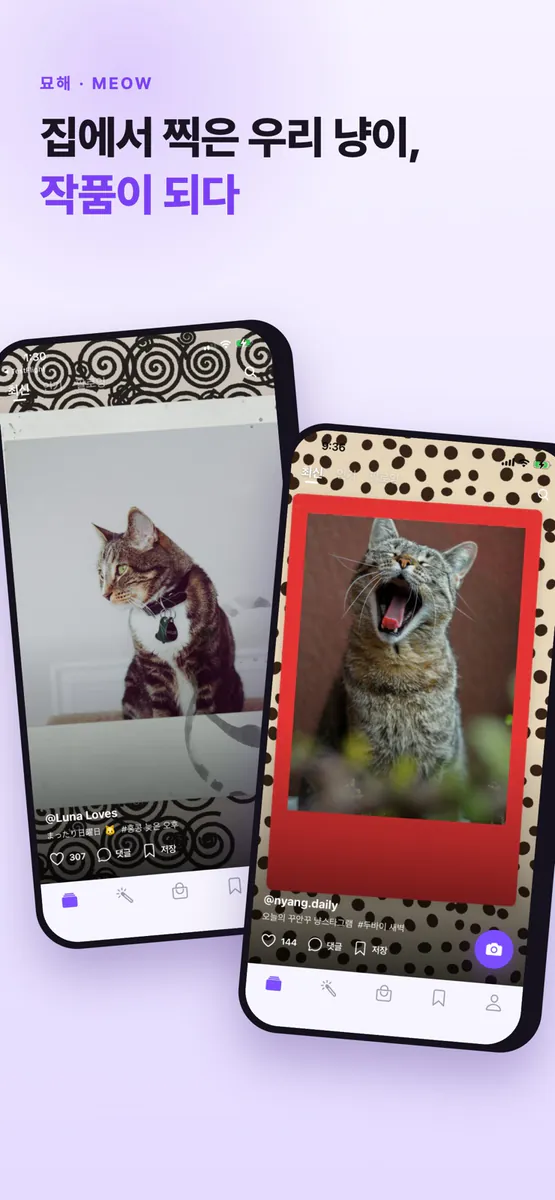 묘해(MEOW) - 고양이 사진 꾸미기·AI아트 App Store 공개 화면 1