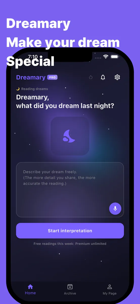 Dreamary: AI 꿈해몽, 다이어리 App Store 공개 화면 1