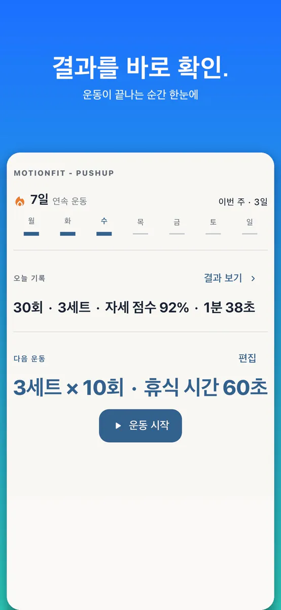 푸쉬업 카운터 AI 코치: 모션핏 App Store 공개 화면 4