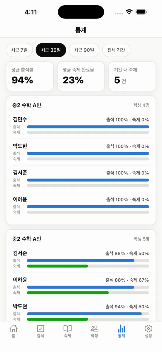 우리반 클래스노트 App Store 공개 화면 5