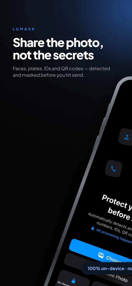 Lumask - 사진 프라이버시 App Store 공개 화면 1