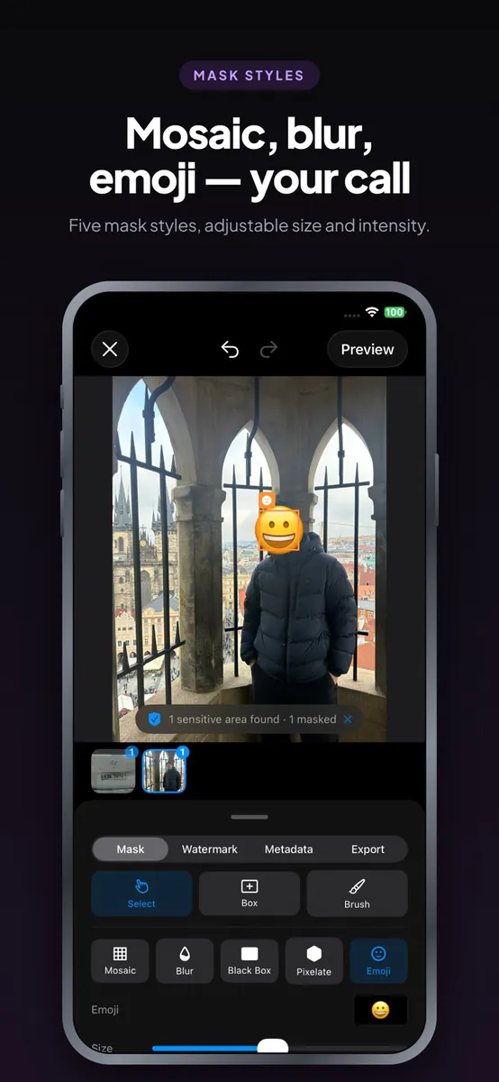 Lumask - 사진 프라이버시 App Store 공개 화면 3
