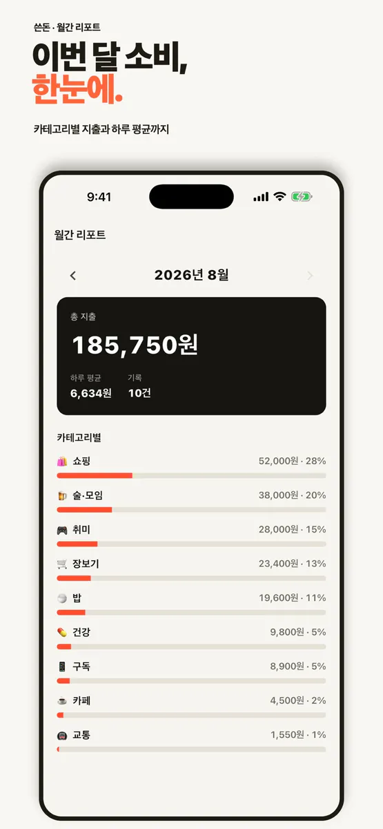 쓴돈 App Store 공개 화면 3