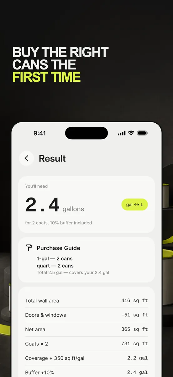 Coatly: Paint Calculator App Store 공개 화면 5