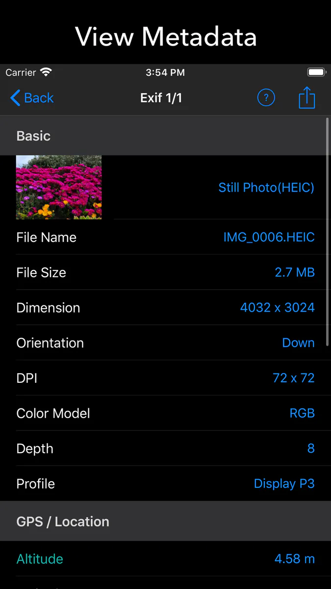 EXIF Tool - 메타데이타 툴 App Store 공개 화면 1