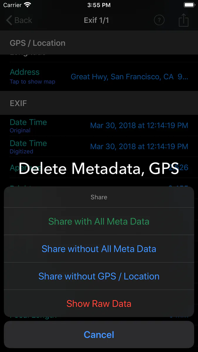 EXIF Tool - 메타데이타 툴 App Store 공개 화면 4