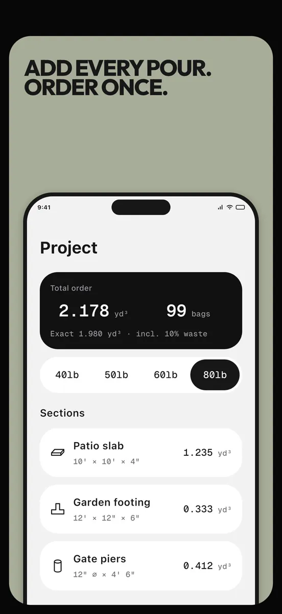 Mudly: Concrete Calculator App Store 공개 화면 4