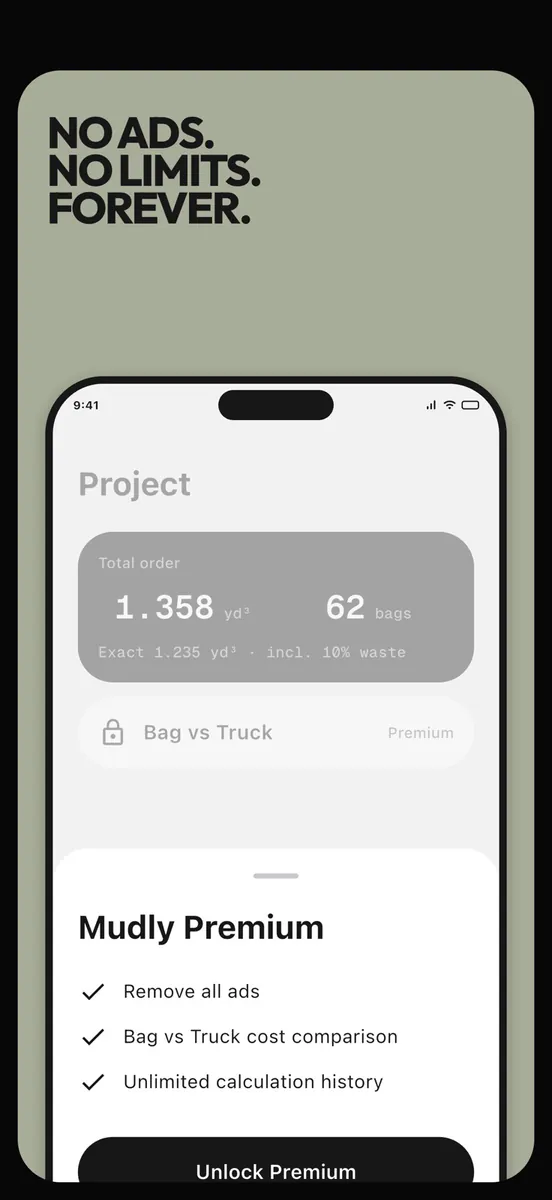 Mudly: Concrete Calculator App Store 공개 화면 5